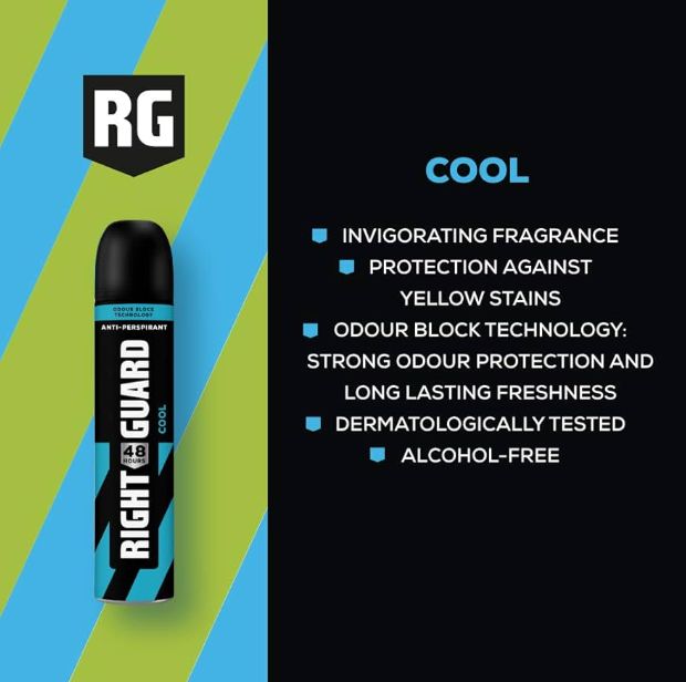  250ml Right Guard Mens Deodorant, Total Defence Sport 48H Anti-Perspirant
