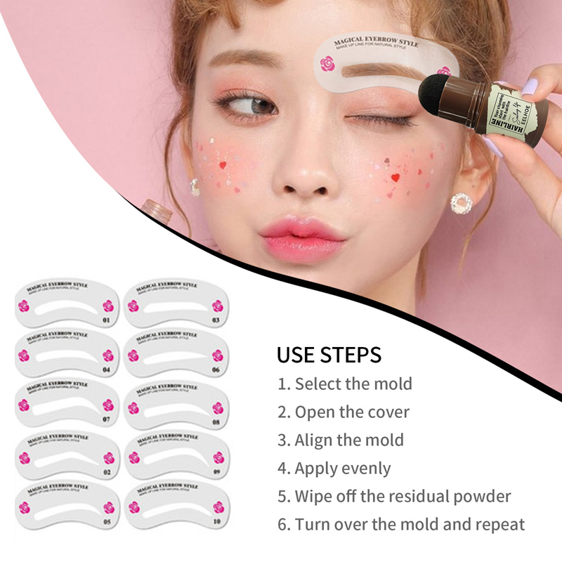  EyeBrow Stamp Shaping Kit Eyebrow Stencils Waterproof Long Stick Shape Stamp Brow Lasting Natural Contouring Makeup Kit 