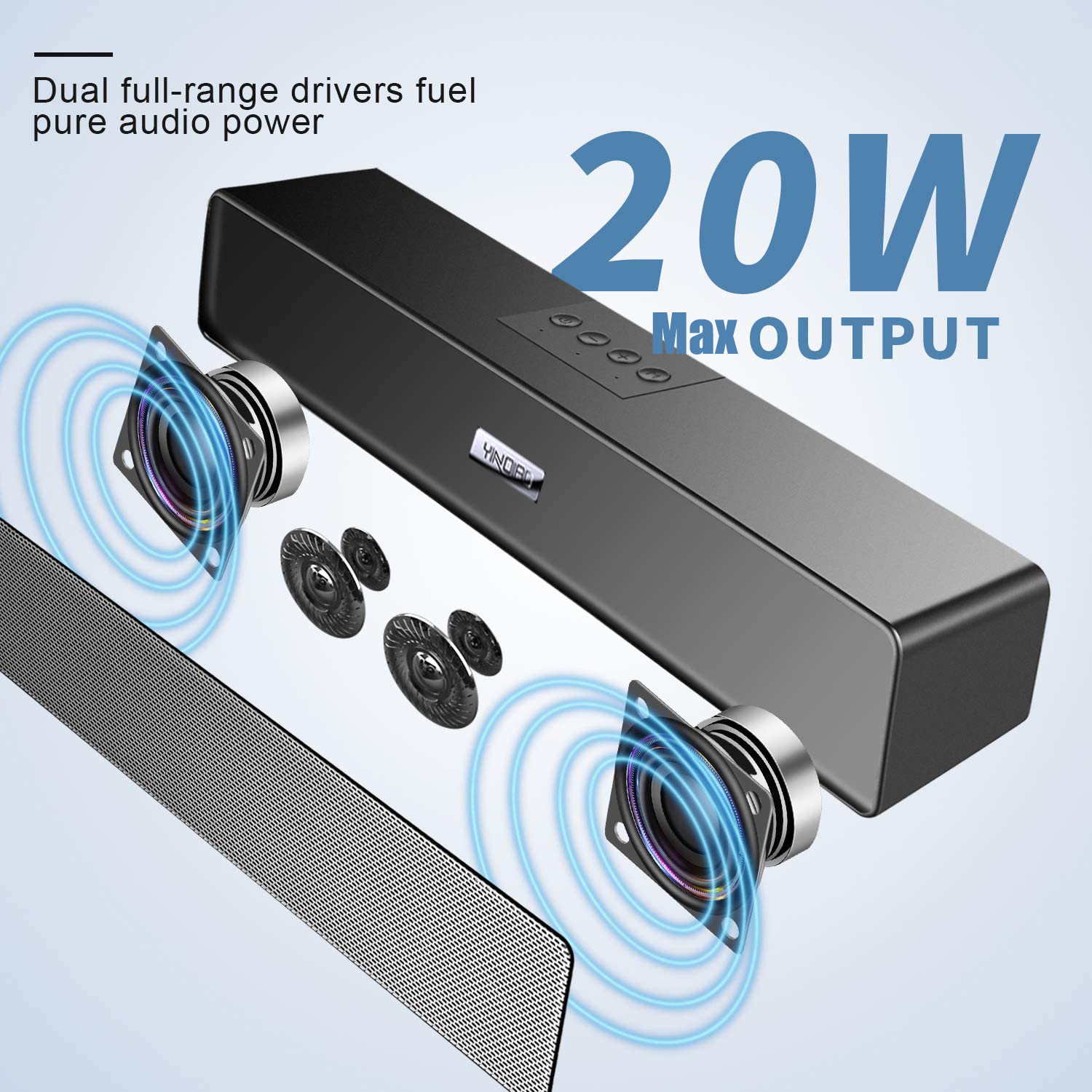 Bluetooth5.0 Wired/Wireless Soundbar Woofer Speaker for Phones TV Desktop Laptop Mic Aux TF FM