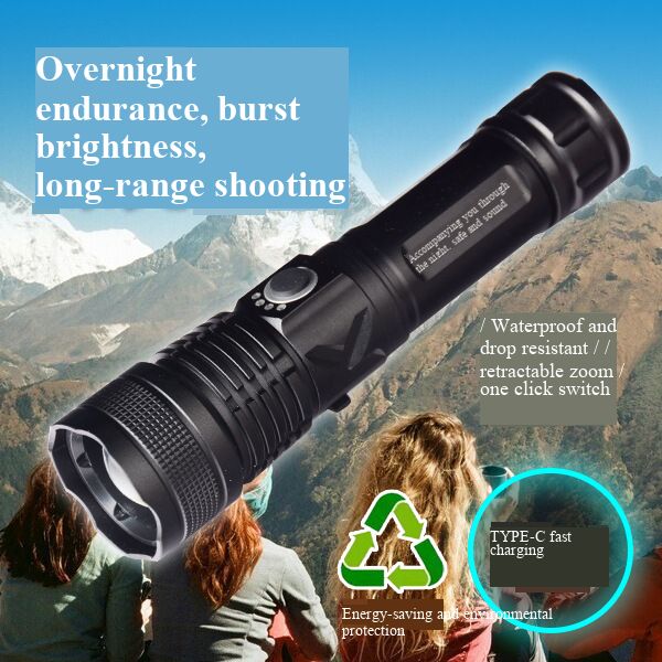 Aluminum Alloy Telescopic Zoom Flashlight, Special Forces Super Bright, P70 White Laser, USB Charging Emergency Tactical Torch