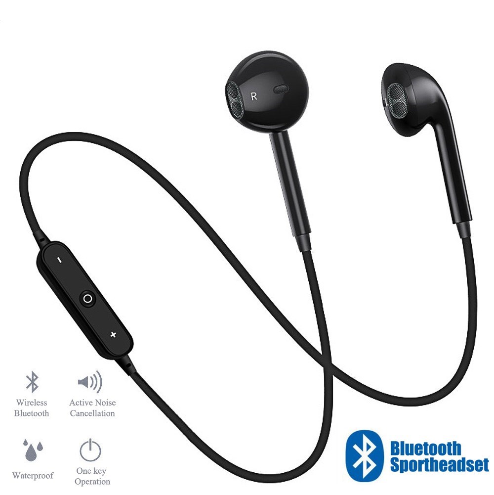 S6 Wireless Bluetooth Headset Sports Headphones 3D Stereo Built-In Microphone earphone