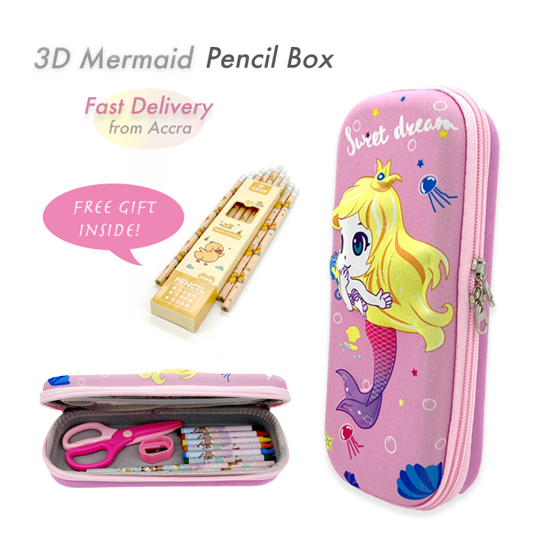 3D Embossed Pencil Box for Kids, Teens, Pencil Case for Boys, Girls, Mermaid, Beauty, Anti-Shock, Multi Compartments, Large Capacity, School Supply, Stationery