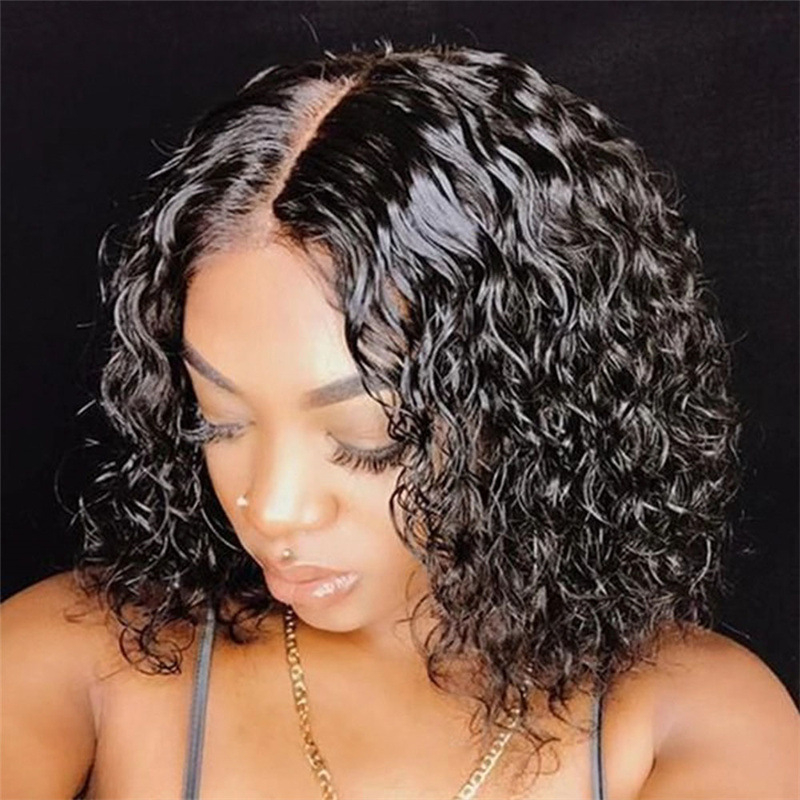 Fashion Short Popular Trend Black Wig Full Head Hair Short Hair Female Front Lace African Small Curly Wigs Full Headgear Makeup
