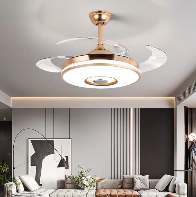 Fanlight Nordic Style Modern Simple Large Ceiling Fan Invisible Living Room Dining Room Smart Control Household Chandelier with Bluetooth control with remote