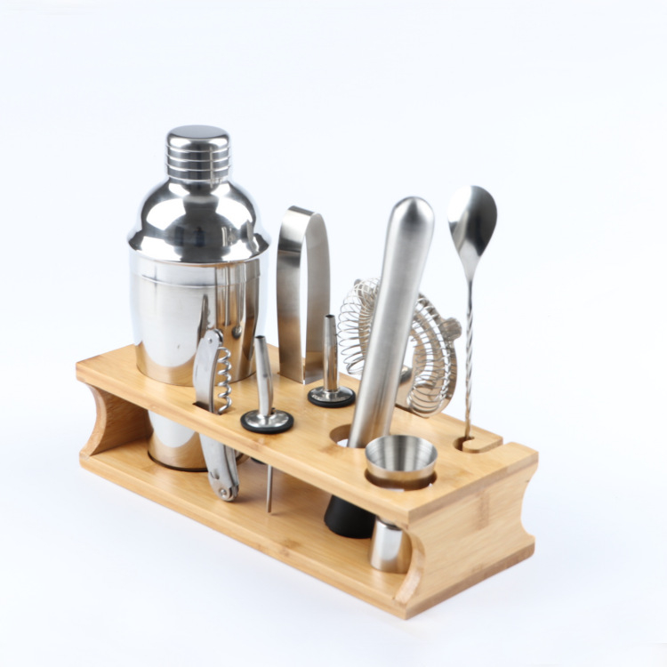 by-10 Cocktail Shaker Set, Mixology Bartender Kit 10-Piece Bar Tool Set with Stylish Bamboo Stand, Bar kit: Matini Shaker Mixing Spoon Muddler Jigger Cocksrew for Barware Set