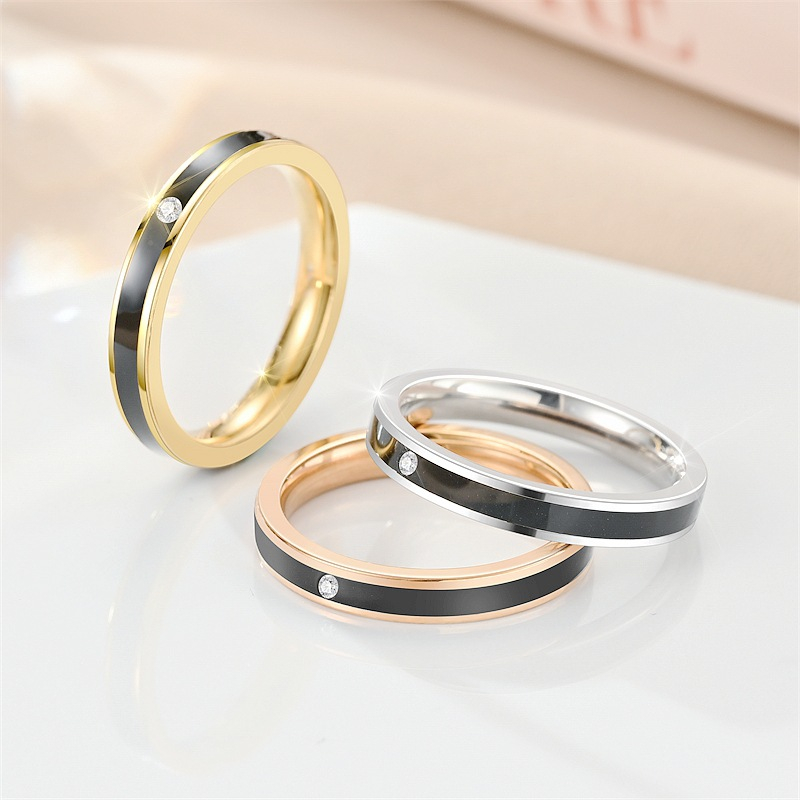 3Pcs Simple Version Stainless Steel Jewelry Oil Couple Couple Ring Titanium Steel Ring