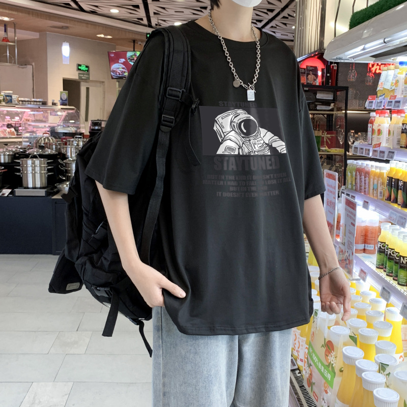 521 Popular Spring And Summer Loose Fashion Versatile Round Neck Short Sleeve Mens Oversized Printed T-shirts
