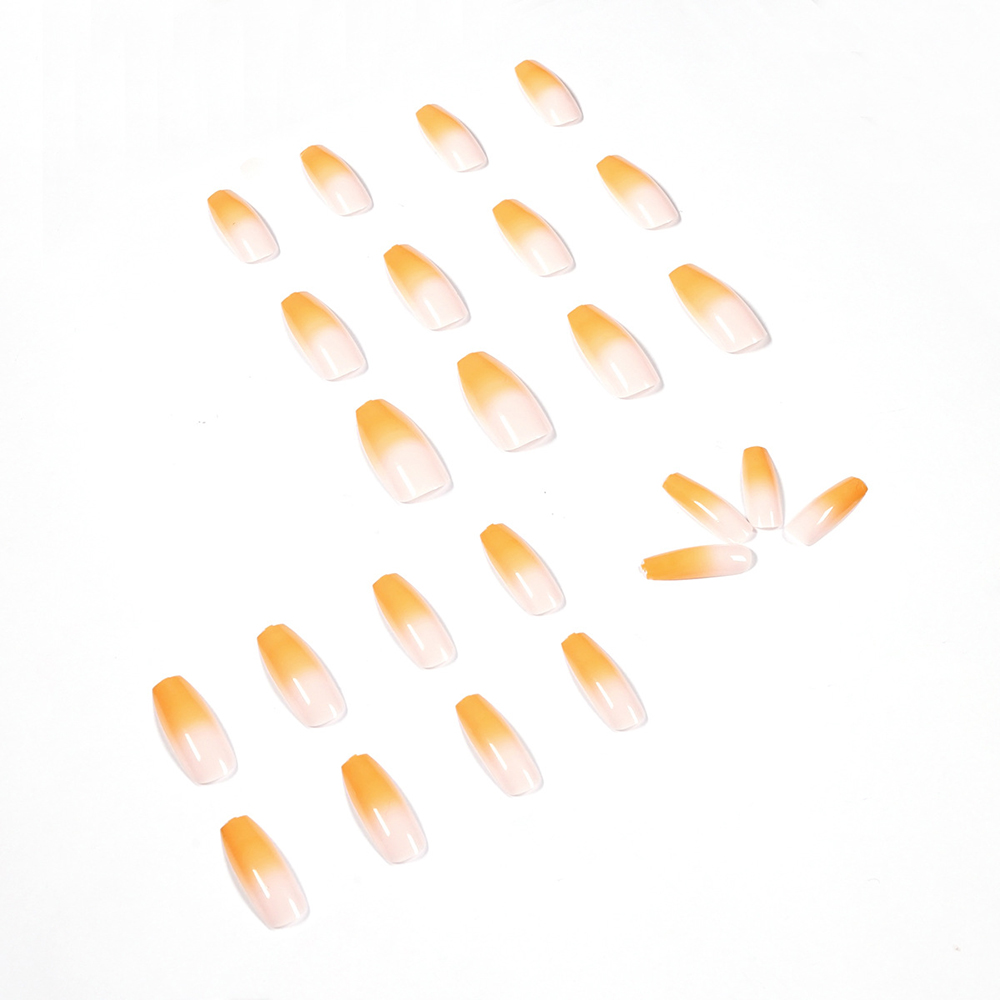 JP1137 Extra Long Gradeint Press On Nails Coffin Ballerina Fake Nails Glossy Ombre False Nails Full Cover Artificial Acrylic Nails for Women and Girls 24Pcs