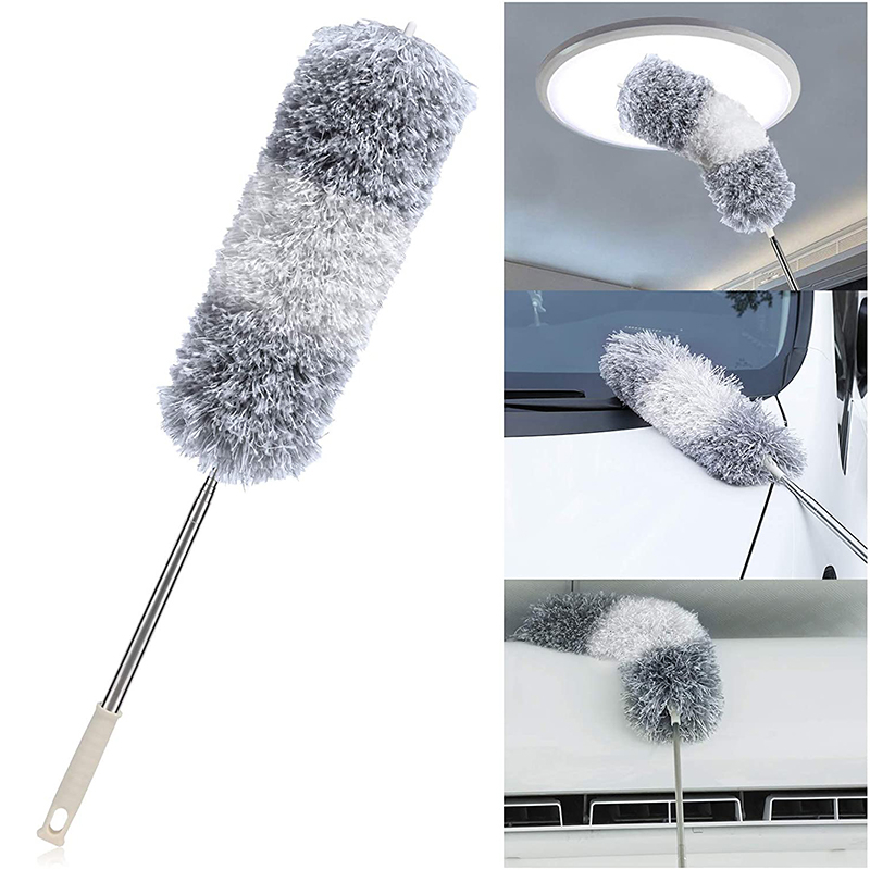 Microfiber Feather Duster Extendable Cobweb Duster with 100 inches Extra Long Pole, Bendable Head & Scratch-Resistant Hat for Cleaning Ceiling Fan, High Ceiling, Blinds, Furniture & Cars