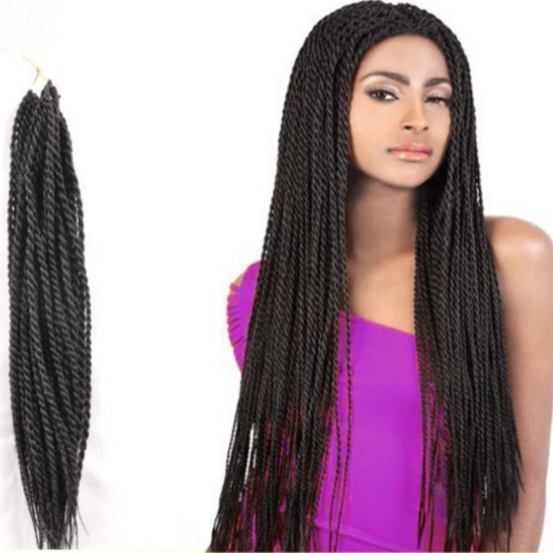 Wigs for women with long straight hair Black braids Senegal braid hair Hand-braided long hair