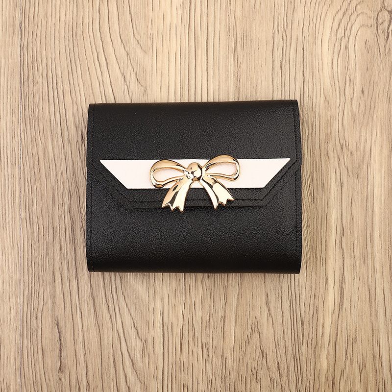 Small Wallets Woman,Leather Women Purse Credit Card Holder for Women,Womens Wallet Slim Wallet Soft Cute Wallet with Bow Knot & Buckle Bifold Ladies Wallet with ID Window