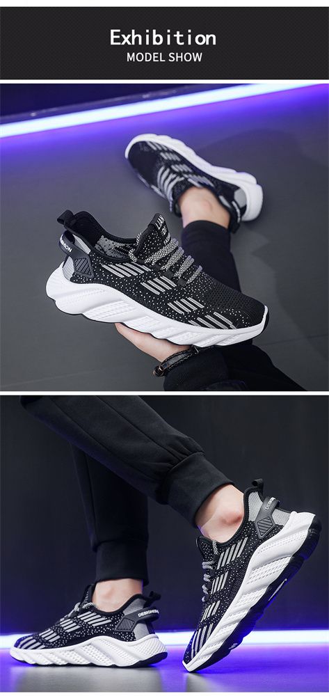 2024 autumn new breathable men's sneakers mesh men's shoes casual shoes men's fashion flying woven running shoes AD128

