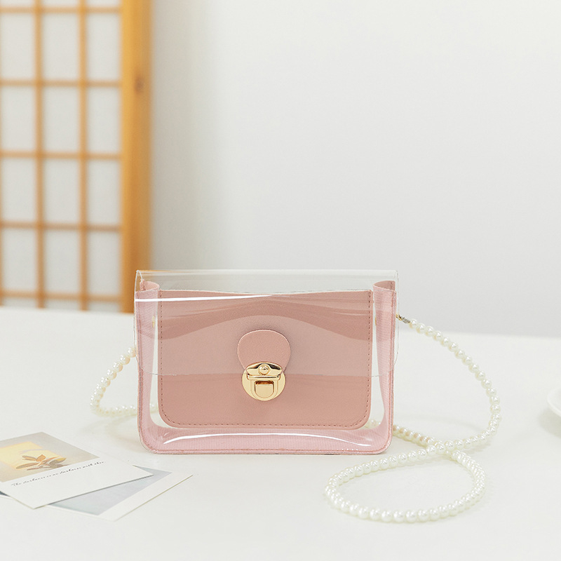 Bags Woman Literary Messenger Shoulder Handbag Pearl chain wrap small clear  The new pu fashion body cross bag lady handbag  pvc new square designer tote handbags hand bags ladies for women