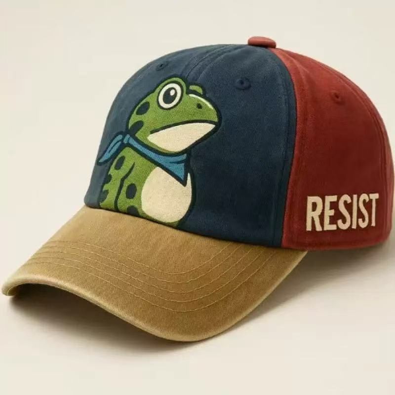 Best-Selling Frog Vintage Washed Cotton Baseball Cap - Distressed Print Low Profile Hat