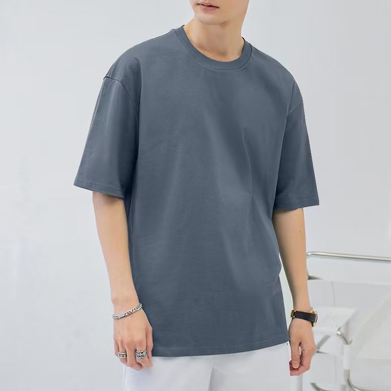 Cotton men's short-sleeved T-shirt, breathable round neck bottoming shirt, loose, trendy and versatile casual