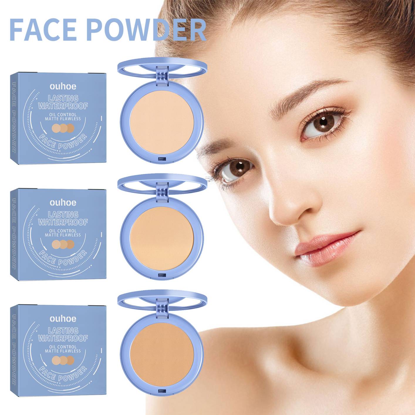 OUHOE Flawless Lasting Not Easy To Take Off Makeup Natural Light Breathable Makeup Set up powder 8g Face Cosmetics