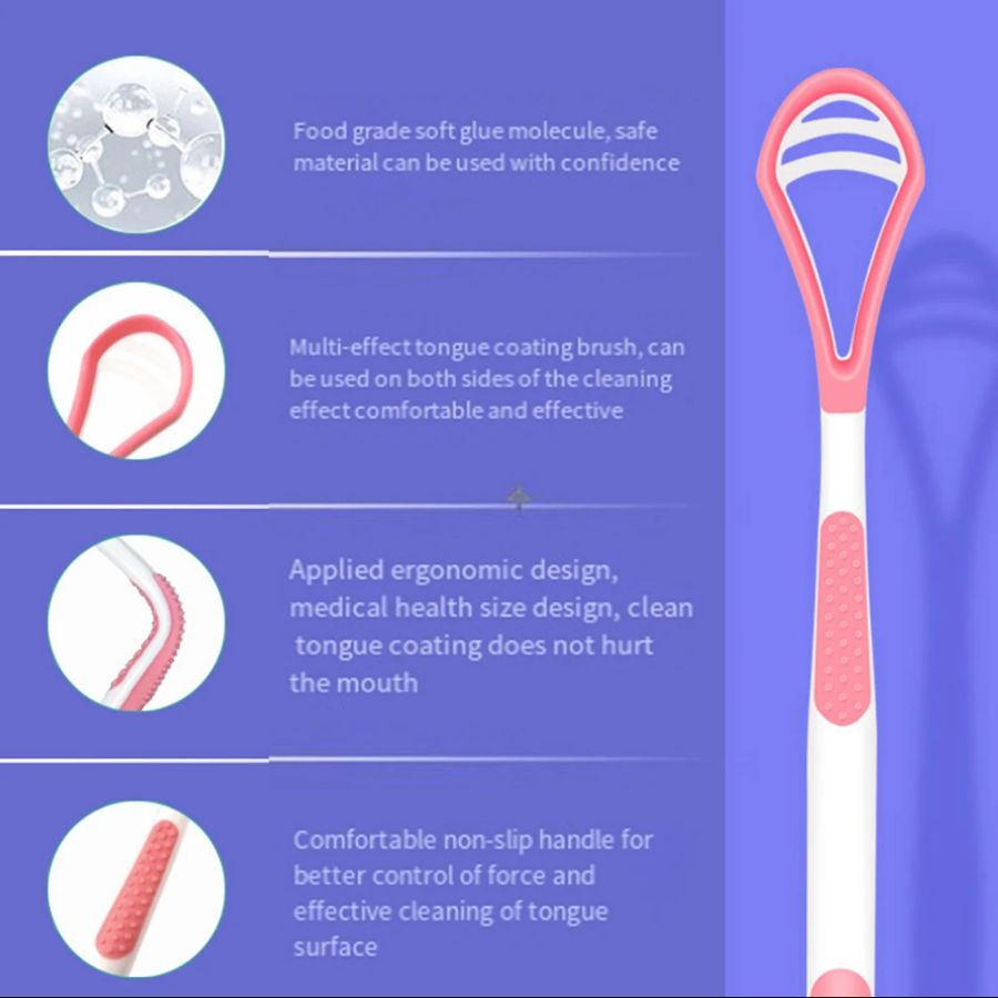 Tongue Cleaner For Adult Reusable Double-sided Tongue Cleaning Scraper Brush Professional Tongue Cleaner Oral Care Tools