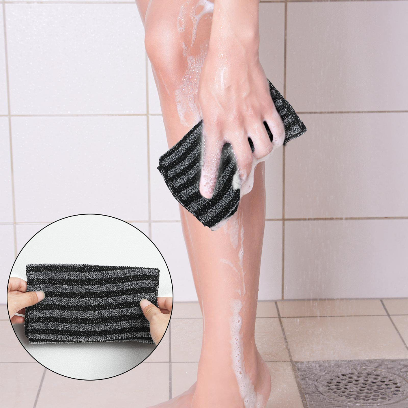 Exfoliating Back Scrubber, Korean Body Back Scrubber Towel for Shower, Japanese Bath Wash Scrub Cloth Washcloth Washer for Men Women Exfoliating, Body Scrubbing Brush Loofah Exfoliator