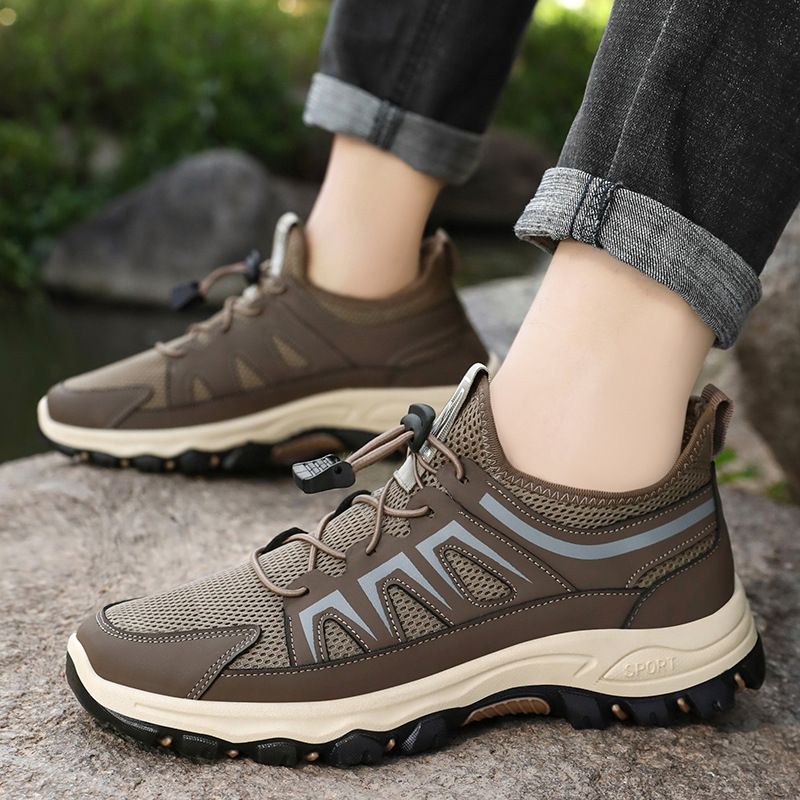Men's Breathable Mesh Hiking Shoes, Anti-slip Outdoor Sports Sneakers, Comfortable Trekking & Walking Shoes, Black/Gray/Khaki, EU 39-44

