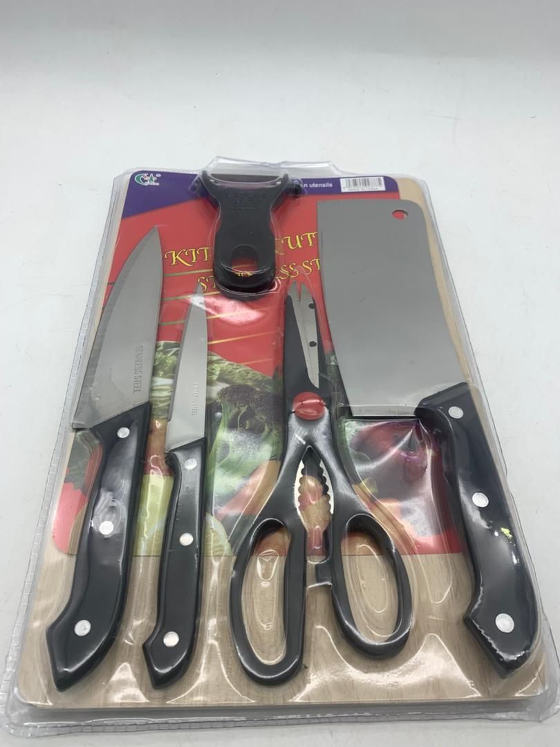 Kitchen double-sided suction knife set 3-piece knife set Stainless with Kitchen Knife Scissors Ceramic Peeler Chef Slicer 
