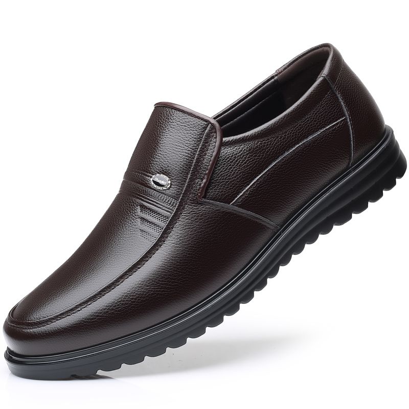 【Genuine Cow Leather】Men Classic Leather Shoes For Wedding Business Man Loafers Male Business Dress Footwears Of Black BrownBrown