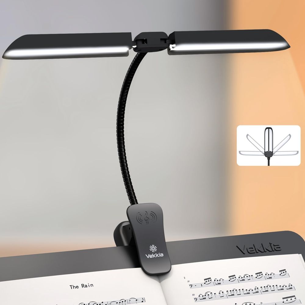 Folding Music Stand Light - Portable 42 - Led Rechargeable, Super - Bright Clip - on Piano Lamp. Professional 5 Brightness×3 Color Temperature, for Grand Piano, Book Reading