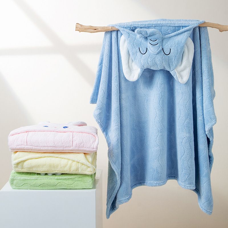 Coral fleece bath towel cape cartoon non-shedding waterproof cloak thick and cute cartoon hood
