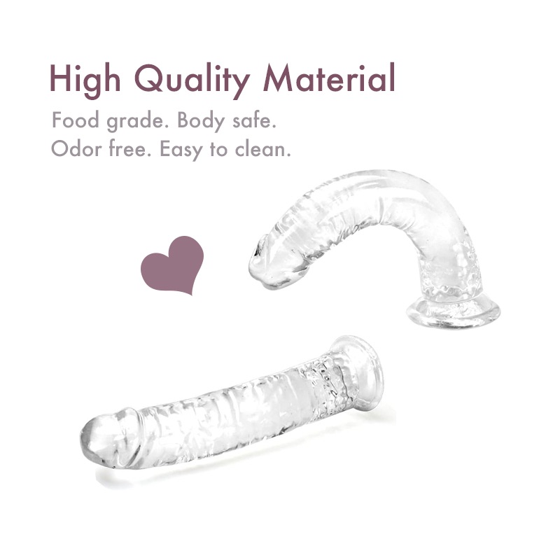 Adult Toy, Sex Toy, Silicone Dildo for Women, Hands-free with Suction Cup, Fake Penis, Transparent