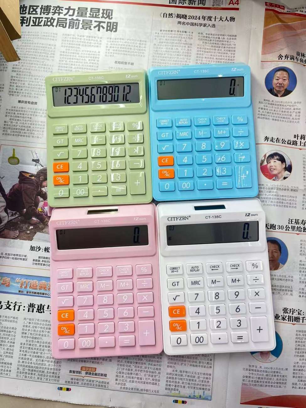 Candy Color High-Appearance Portable Calculator Anti-Slip Body 12 Digit Large Screen Desktop Calculating Machine for Student Office Accounting Daily Use