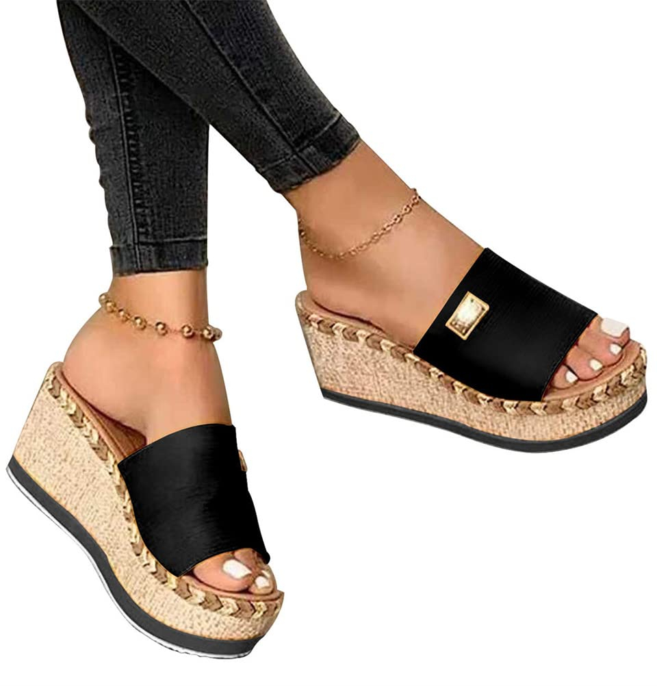  2016 women's platform wedge sandals peeping toe platform mules sandals casual heeled slippers