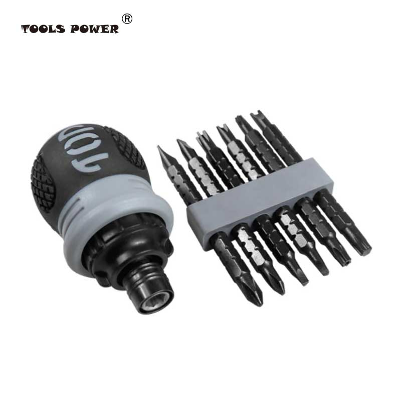Tool power  Multi Purpose Hand Tool 13 In 1 Insulate Ratchet Srewdrivers With 6 pcs Dual-purpose 5.0/6.0mm Bits