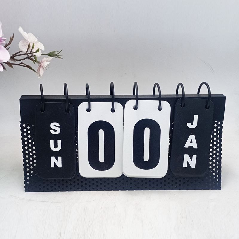 Small Desk Calendar 2021 Perpetual-Standing Academic Desk Calendar Pad Year Monthly Planner Weekly Daily Decor Vintage Metal Reproductio (Black+White)