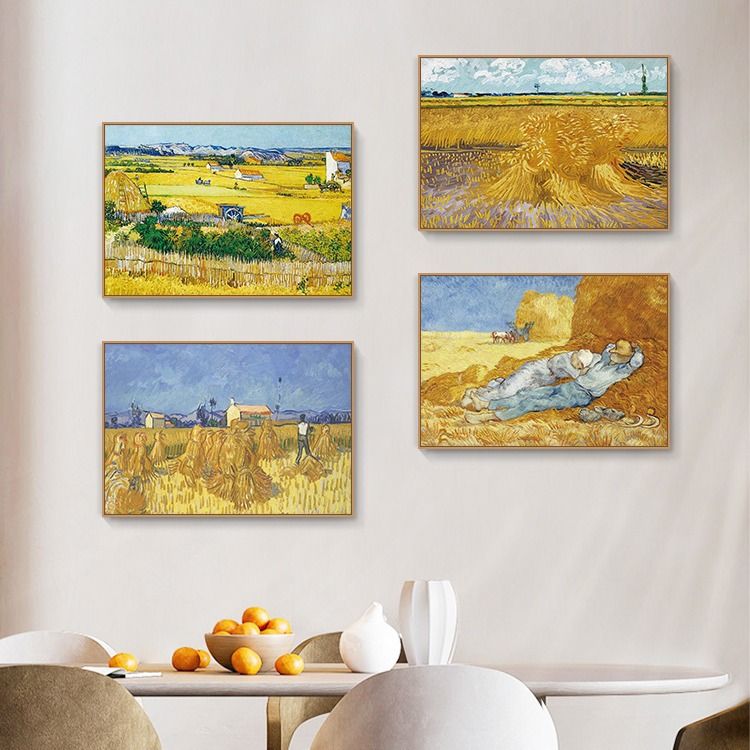 Framed Canvas Wall Art Starry Night by Vincent Van Gogh Impressionism Famous Painting Classic Oil Painting Style Artwork for Living Room Bedroom Office Wall Decor