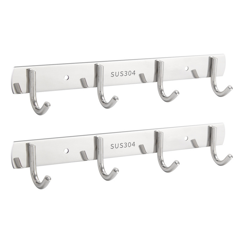 Home Storage Hooks Non Drilling Thick Stainless Steel Adhesive Hook Clothes Hook Hanging Clothes Hook Bathroom Row Hook Strong Traceless Kitchen Hook