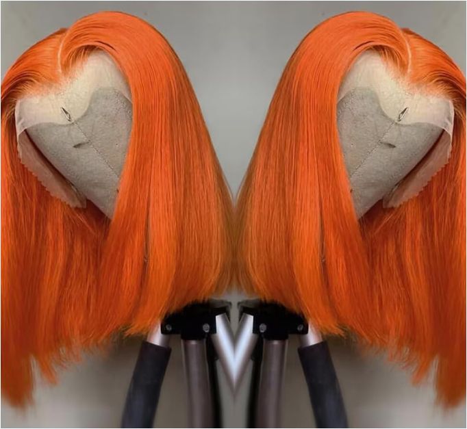 Ginger Orange BOBO 4*4 Lace Front Wigs Human Hair Bob Wig Human Hair- Transparent Wear and Go Glueless Lace Frontal Wig Human Hair 