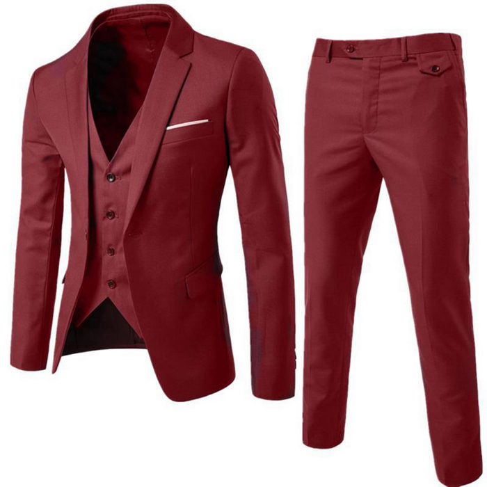 DIHOPE 2020 Men's Fashion Slim Suits Men's Business Casual Groomsman three-piece Suit Blazers Jacket Pants Trousers Vest Sets