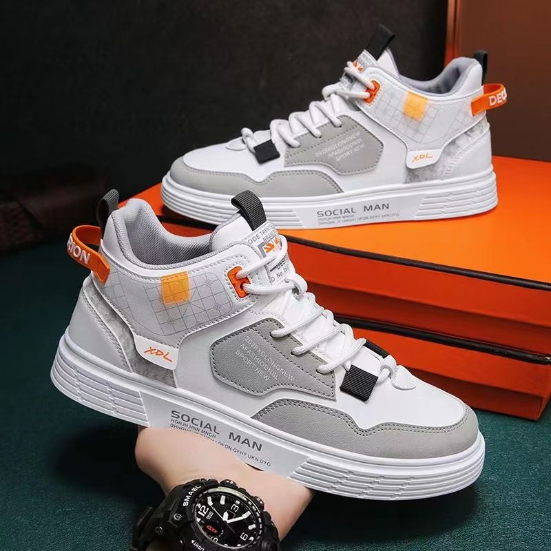 Skateboarding Shoe New High Top Shoes for Spring Summer Men's Flat Bottomed Board Shoes Trendy Versatile Student Casual Single Shoes for Men