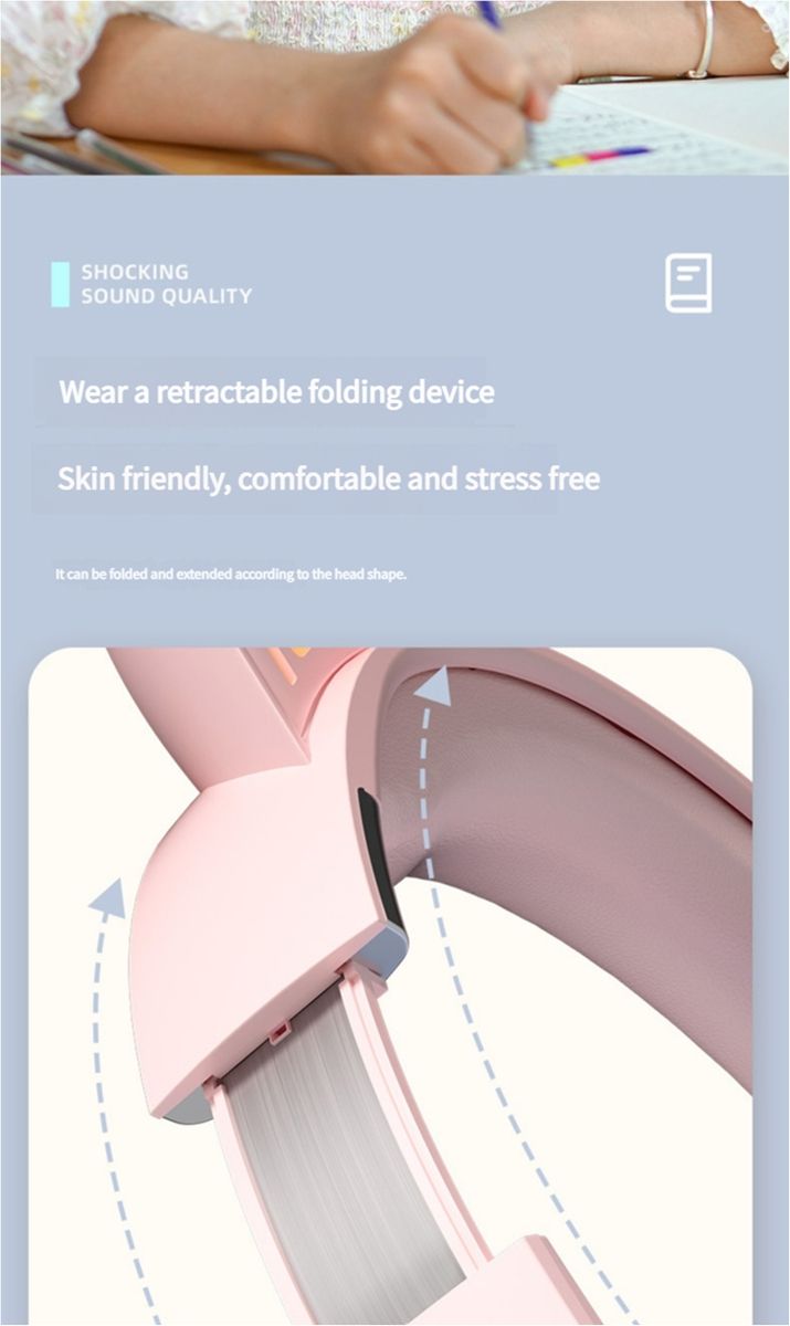 Cat Ear Ears Back Earphones Head Mounted Children's Recitation Bluetooth Student Learning Specific Luminous Endorsement Artifact