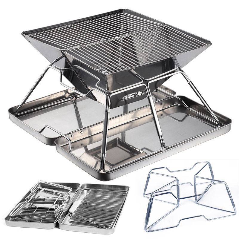#111 Portable BBQ Grill Folding Stainless Steel Grill for Camping