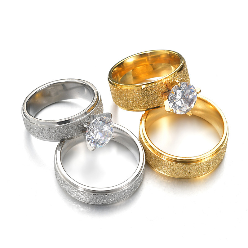 AKAKD European and American couple rings sandblasted zirconia wedding rings Amazon hot selling models in stock