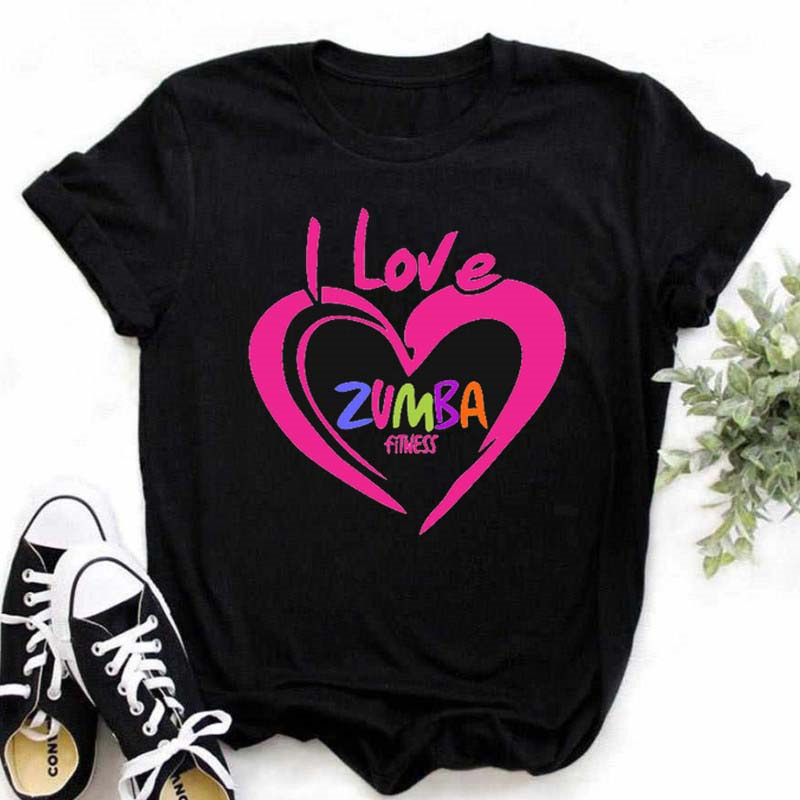 BT4701 I Love Zumba Dance Heart Print Female T Shirt Women Clothes Funny Letter Graphic Tshirt Femme Harajuku Shirt Streatwear T-shirts