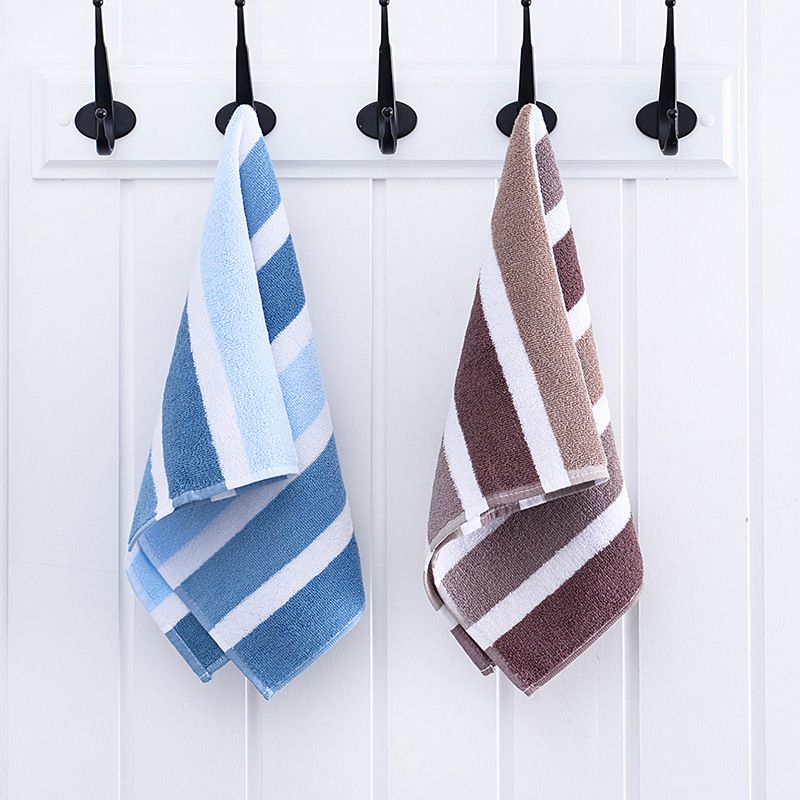 6447 Household Daily Use Cotton White Striped Towel, Soft and Absorbent Towel