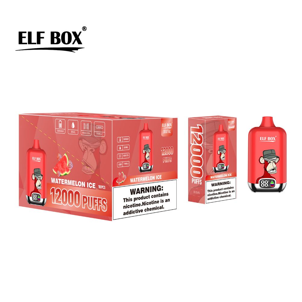 ELF BOX Digital 12000 1pcs/Box Beast rechargeable High Capacity Fruits Flavour Vape Pen - Ready To Puff And Go Electronic Cigarette Smoke Smoking Random 12000 Puffs