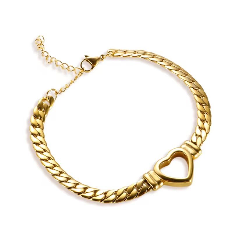 Light luxury hip-hop personality punk trend gold-plated Cuban heart necklace bracelet CRRSHOP Cuban Chain necklace free shipping