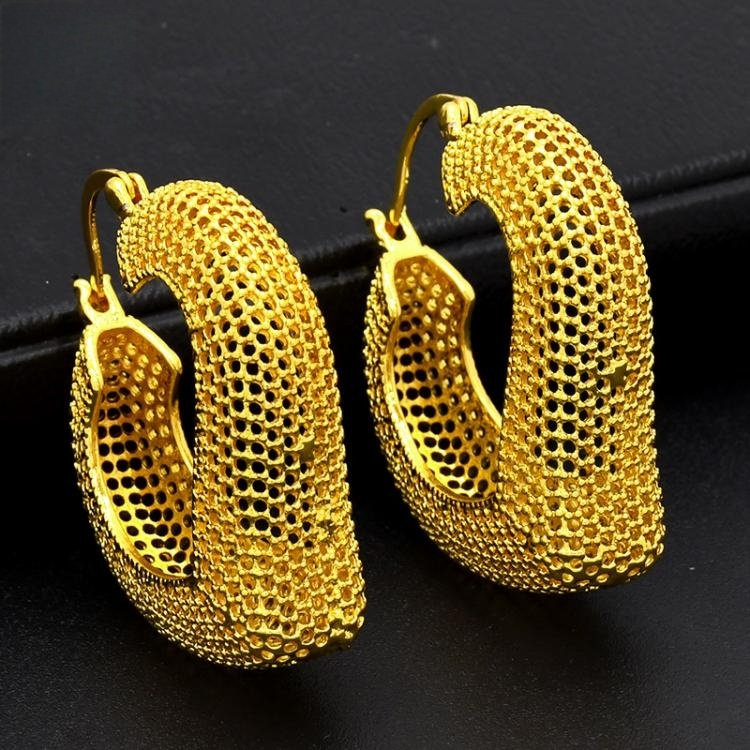 Gold earring female jewelry Hollowed out carving noble earrings bride wedding lovers Valentine's Day Gift CRRSHOP women fashion trend Christmas gift present