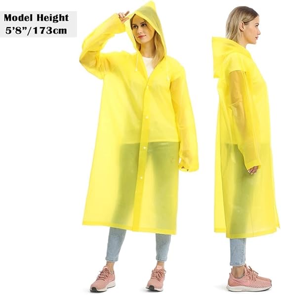 Raincoats for Adults Reusable, EVA Rain Ponchos Lightweight Rain Coat Waterproof Rain Gear for Men and Women