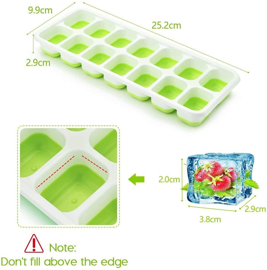 1pc Easy-release Flexible 14-ice Trays With Spill-resistant