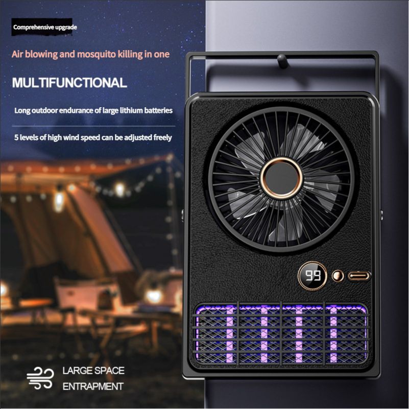 Indoor bedroom air conditioner fan mosquito killer lamp portable outdoor camping fan can be placed or hung two-in-one desktop fan mosquito killer lamp