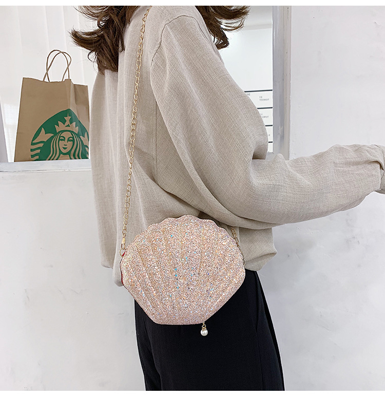 Shoulder bag CRRshop free shipping hot sale female new fashion trend shiny crystal shell cross-body mini bag Korean version fairy fashion versatile shoulder bag women Chain messenger bags