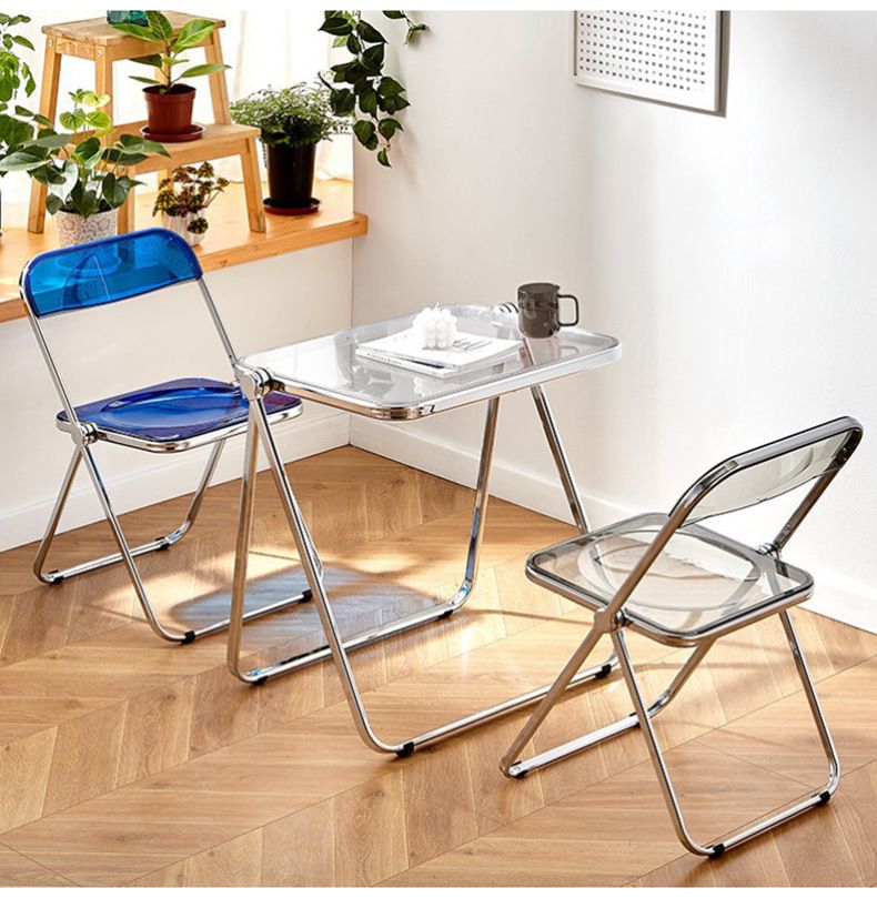 Home transparent folding chair fashionable acrylic crystal chair portable makeup chair ins style internet celebrity photo chair clothing store restaurant chair
